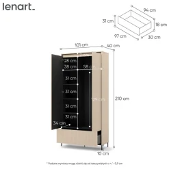Lenart Szafy Do Przedpokoju|Szafy Do Sypialni*Szafa na ubrania z lamelami TREND TG-02 Beż piaskowy + czarny