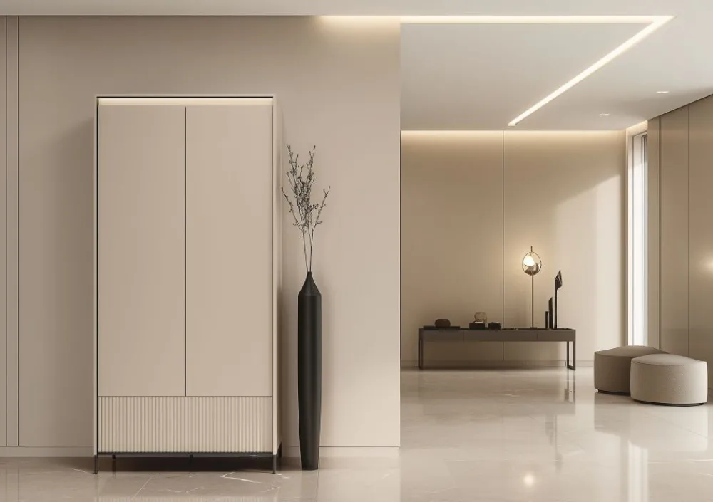 Lenart Szafy Do Przedpokoju|Szafy Do Sypialni*Szafa na ubrania z lamelami TREND TG-02 Beż piaskowy + czarny