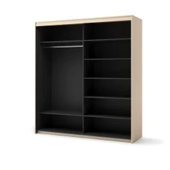 Lenart Szafy Do Przedpokoju|Szafy Do Sypialni*Szafa na ubrania z lustrem do sypialni 200x222cm TREND SYPIALNIA TS-01 Beż piaskowy + czarny