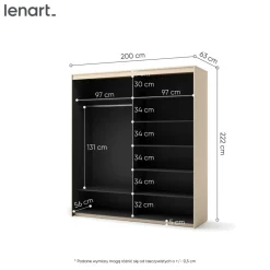 Lenart Szafy Do Przedpokoju|Szafy Do Sypialni*Szafa na ubrania z lustrem do sypialni 200x222cm TREND SYPIALNIA TS-01 Beż piaskowy + czarny