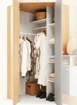 Meblar Szafy*Szafa narożna systemowa do pokoju PIXEL PX2 L/P szary,dąb biszkoptowy