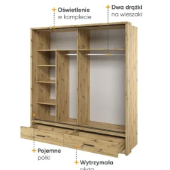 Lenart Szafy Do Przedpokoju|Szafy Do Sypialni*Szafa przesuwna z lustrem Arti AR-05 dąb artisan