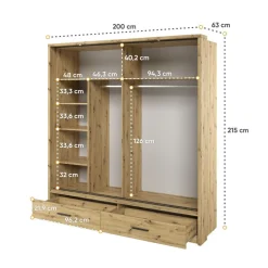 Lenart Szafy Do Przedpokoju|Szafy Do Sypialni*Szafa przesuwna z lustrem Arti AR-05 dąb artisan