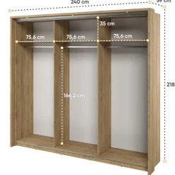 Lenart Szafy Do Przedpokoju|Szafy Do Sypialni*Szafa trzydrzwiowa z lustrem Arti AR-27 dąb shetland