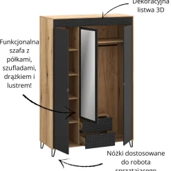 Mebelbos Szafy Do Przedpokoju|Szafy Do Pokoju Młodzieżowego*Szafa trzydrzwiowa z lustrem 3D2S Bellano