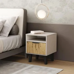 Dzieci Mebelbos Szafki Nocne Do Pokoju Młodzieżowego|Szafki Nocne Do Pokoju Dziecięcego*Szafka do sypialni 1S, dab artisan i kaszmir BORG DUO