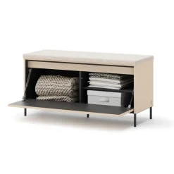 Lenart Szafki Na Buty Do Przedpokoju|Komody Do Przedpokoju*Szafka na buty z siedziskiem z LED TREND TG-05 Beż piaskowy + czarny