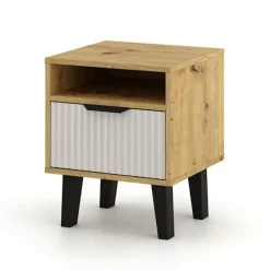 Dzieci Mebelbos Szafki Nocne Do Pokoju Młodzieżowego|Szafki Nocne Do Pokoju Dziecięcego*Szafka nocna dab artisan i kaszmir 1S, ryflowany front BORG DUO