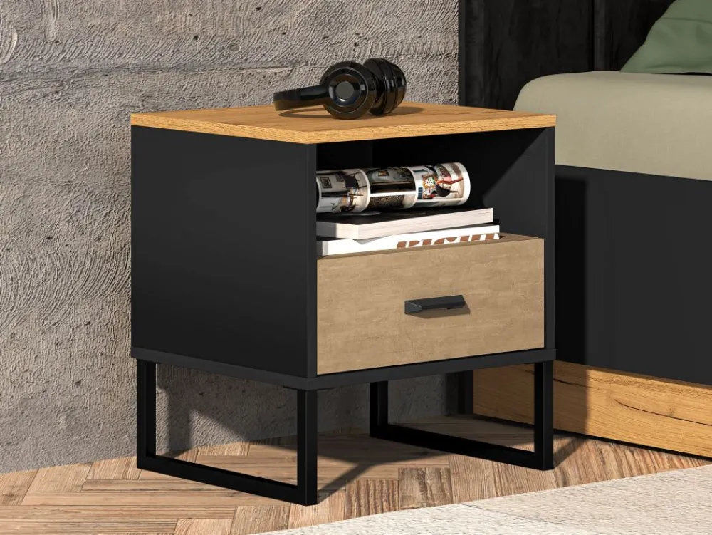 ML Meble Szafki Nocne*Szafka nocna Dąb craft złoty Colt 08