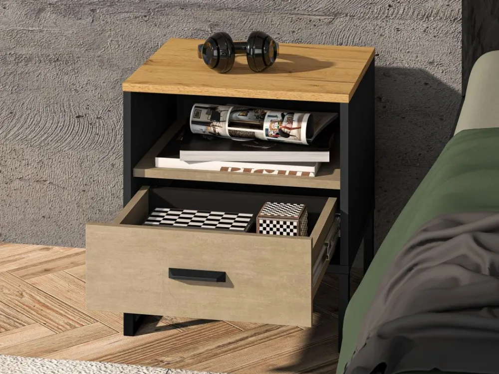 ML Meble Szafki Nocne*Szafka nocna Dąb craft złoty Colt 08