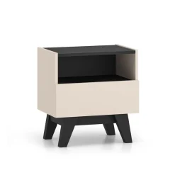 ML Meble Szafki Nocne*Szafka nocna kaszmirowa Freshion 06 cashmere/czarny - szafka 1S