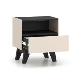 ML Meble Szafki Nocne*Szafka nocna kaszmirowa Freshion 06 cashmere/czarny - szafka 1S