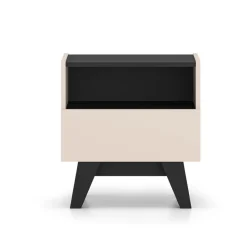 ML Meble Szafki Nocne*Szafka nocna kaszmirowa Freshion 06 cashmere/czarny - szafka 1S