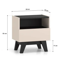 ML Meble Szafki Nocne*Szafka nocna kaszmirowa Freshion 06 cashmere/czarny - szafka 1S