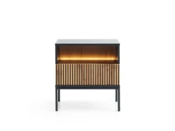 Piaski Szafki Nocne*Szafka nocna ryflowana Sento czarny / dąb wotan