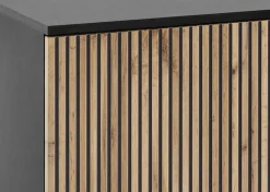 Piaski Szafki Nocne*Szafka nocna ryflowana Sento czarny / dąb wotan