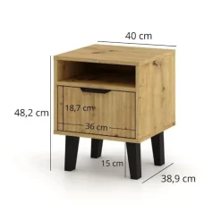 Dzieci Mebelbos Szafki Nocne Do Pokoju Młodzieżowego|Szafki Nocne Do Pokoju Dziecięcego*Szafka nocna 1S, ryflowany front dąb artisan BORG DUO