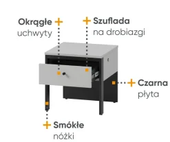 Lenart Szafki Nocne Do Sypialni|Szafki Nocne*Szafka nocna z szufladą szara Gris GS-05