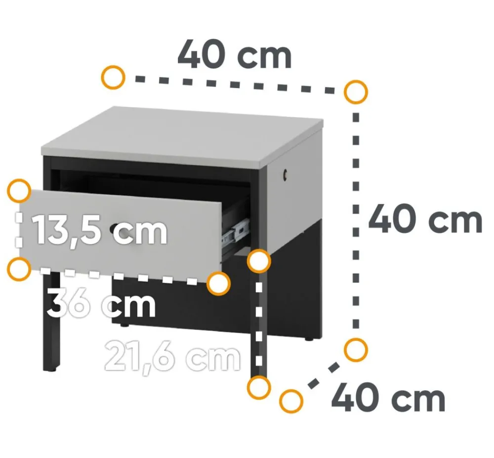Lenart Szafki Nocne Do Sypialni|Szafki Nocne*Szafka nocna z szufladą szara Gris GS-05