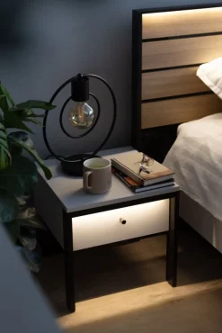 Lenart Szafki Nocne Do Sypialni|Szafki Nocne*Szafka nocna z szufladą szara Gris GS-05