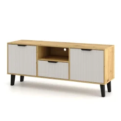 Mebelbos Szafki Rtv Do Salonu|Szafki Rtv*Szafka RTV dab artisan i kaszmir, ryflowane fronty BORG DUO