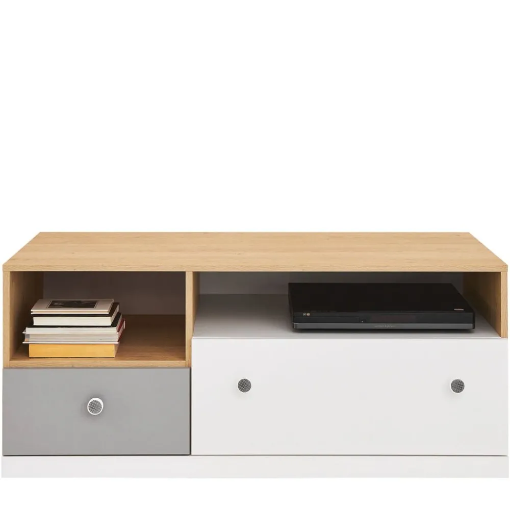 Meblar Szafki Rtv Do Salonu|Szafki Rtv*Szafka RTV do pokoju PIXEL PX11 biały,szary,dąb biszkoptowy