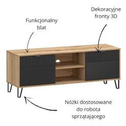 Mebelbos Szafki Rtv Do Salonu|Szafki Rtv*Szafka RTV iz czrnymi ryflowanymi frontami Bellano 2D