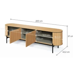 Lenart Szafki Rtv Do Salonu|Szafki Rtv*Szafka RTV półokrągła 200 cm Rotto RT-06 dąb vincenza/eukaliptus