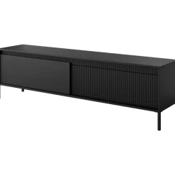 Laski Meble Szafki Rtv Do Salonu|Szafki Rtv*Szafka RTV ryflowana z szafkami 187 cm Senso 2d czarna