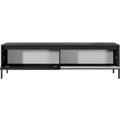 Laski Meble Szafki Rtv Do Salonu|Szafki Rtv*Szafka RTV ryflowana z szafkami 187 cm Senso 2d czarna