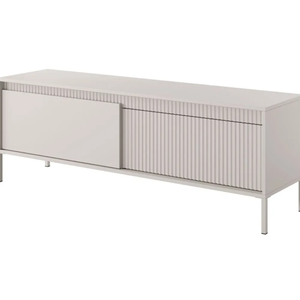 Laski Meble Szafki Rtv Do Salonu|Szafki Rtv*Szafka RTV ryflowana z szafkami Senso 2d beżowa