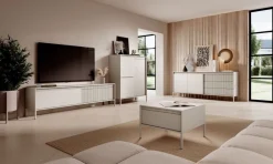 Laski Meble Szafki Rtv Do Salonu|Szafki Rtv*Szafka RTV ryflowana z szafkami Senso 2d beżowa