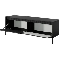 Laski Meble Szafki Rtv Do Salonu|Szafki Rtv*Szafka RTV ryflowana z szafkami Senso 2d czarna