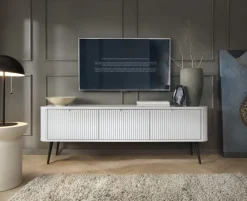 Piaski Szafki Rtv Do Salonu|Szafki Rtv*Szafka RTV z lamelowymi frontami Zova biała