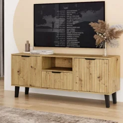 Mebelbos Szafki Rtv Do Salonu|Szafki Rtv*Szafka RTV z szufladą 2D1S, ryflowane fronty dąb artisan BORG DUO