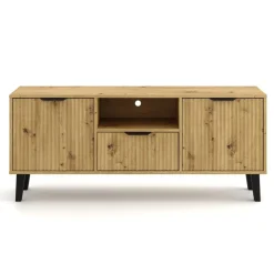 Mebelbos Szafki Rtv Do Salonu|Szafki Rtv*Szafka RTV z szufladą 2D1S, ryflowane fronty dąb artisan BORG DUO