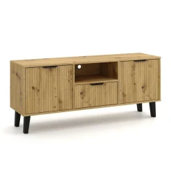 Mebelbos Szafki Rtv Do Salonu|Szafki Rtv*Szafka RTV z szufladą 2D1S, ryflowane fronty dąb artisan BORG DUO