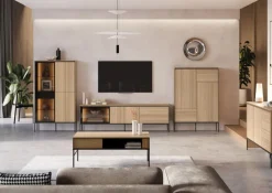 Lenart Szafki Rtv Do Salonu|Szafki Rtv*Szafka RTV z witryną i szufladami VISSO VI-07 dąb linearny