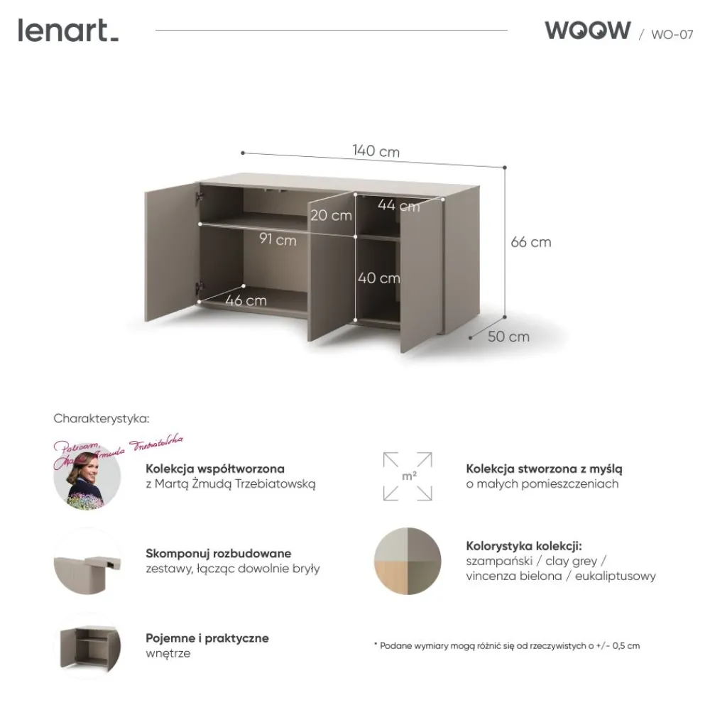 Dzieci Lenart Komody Do Biura|Komody Do Przedpokoju*Szafka trzydrzwiowa WO-07 Woow clay gray