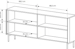 Laski Meble Komody Do Jadalni|Komody Do Sypialni*Szerok komoda Lumi 4D – dąb dunin / czerń z przeszklonymi frontami i oświetleniem LED