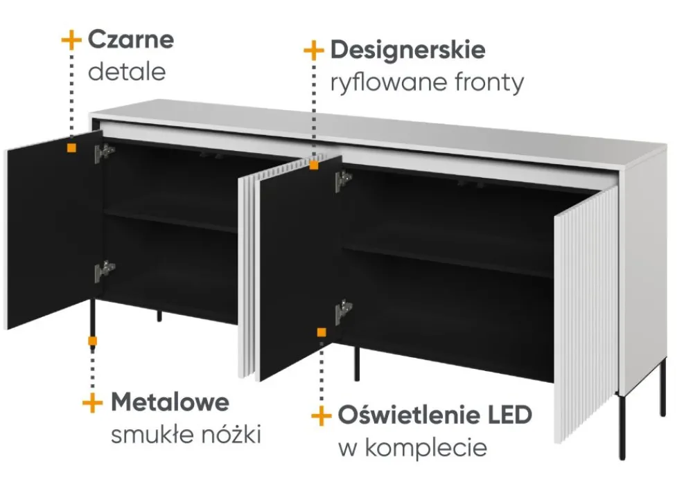 Dzieci Lenart Komody Do Biura|Komody Do Przedpokoju*Szeroka komoda ryflowana Trend TR-04 biała
