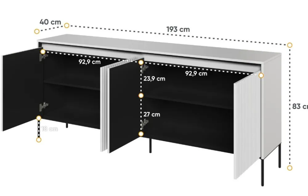 Dzieci Lenart Komody Do Biura|Komody Do Przedpokoju*Szeroka komoda ryflowana Trend TR-04 biała