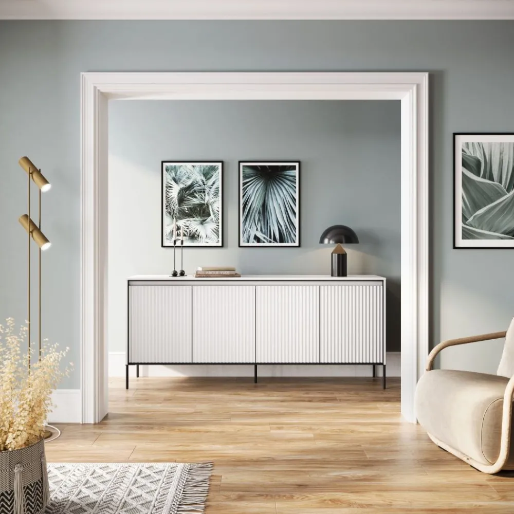 Dzieci Lenart Komody Do Biura|Komody Do Przedpokoju*Szeroka komoda ryflowana Trend TR-04 biała