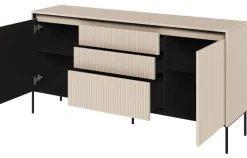 Dzieci Lenart Komody Do Biura|Komody Do Przedpokoju*Szeroka komoda ryflowana   Trend TR-01 beż piaskowy