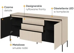 Dzieci Lenart Komody Do Biura|Komody Do Przedpokoju*Szeroka komoda ryflowana   Trend TR-01 beż piaskowy