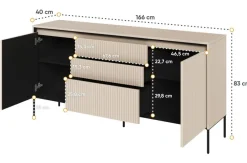 Dzieci Lenart Komody Do Biura|Komody Do Przedpokoju*Szeroka komoda ryflowana   Trend TR-01 beż piaskowy
