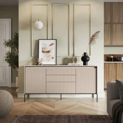Dzieci Lenart Komody Do Biura|Komody Do Przedpokoju*Szeroka komoda ryflowana   Trend TR-01 beż piaskowy