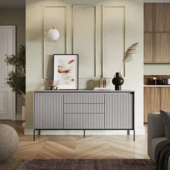 Dzieci Lenart Komody Do Biura|Komody Do Przedpokoju*Szeroka komoda ryflowana   Trend TR-01 beż piaskowy