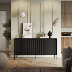 Dzieci Lenart Komody Do Biura|Komody Do Przedpokoju*Szeroka komoda ryflowana   Trend TR-01 beż piaskowy