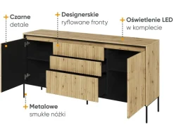 Dzieci Lenart Komody Do Biura|Komody Młodzieżowe*Szeroka komoda ryflowana Trend TR-01 dąb artisan